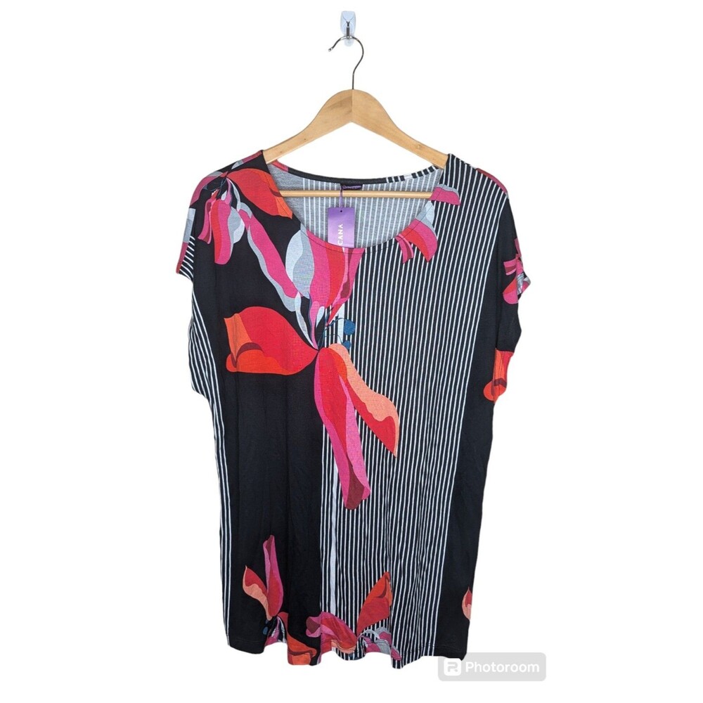 Lascana Women's Black Multi Allover Mix Print Top Size 12/14